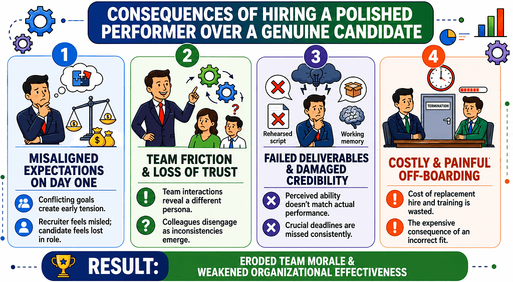 honest vs rehearsed interview answers: consequences of hiring a polished performer over a genuine candidate